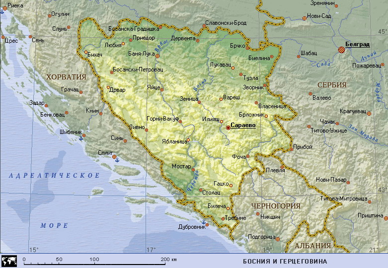Map of Bosnia & Herzegovina