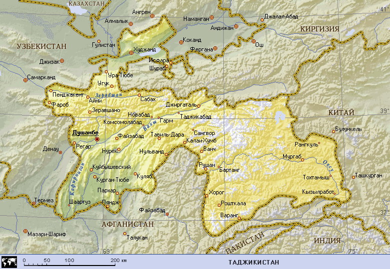 Map of Tajikistan