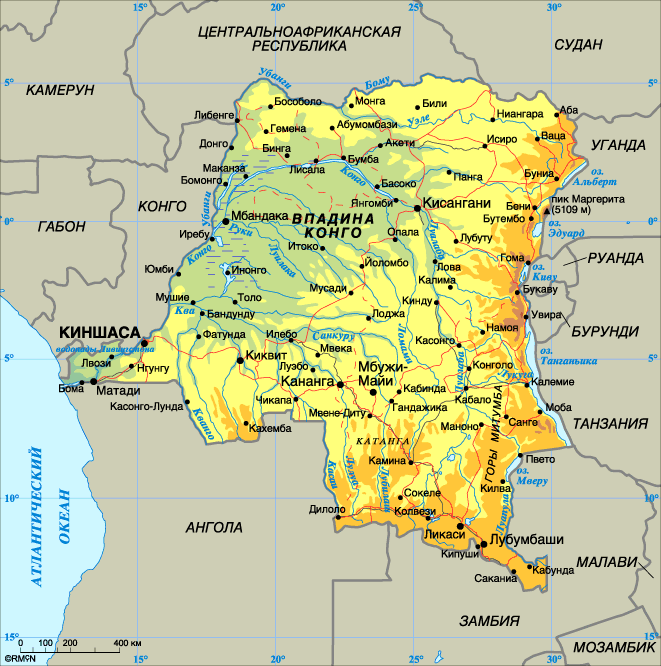 Map of Democratic Republic of the Congo