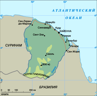 Map of French Guiana