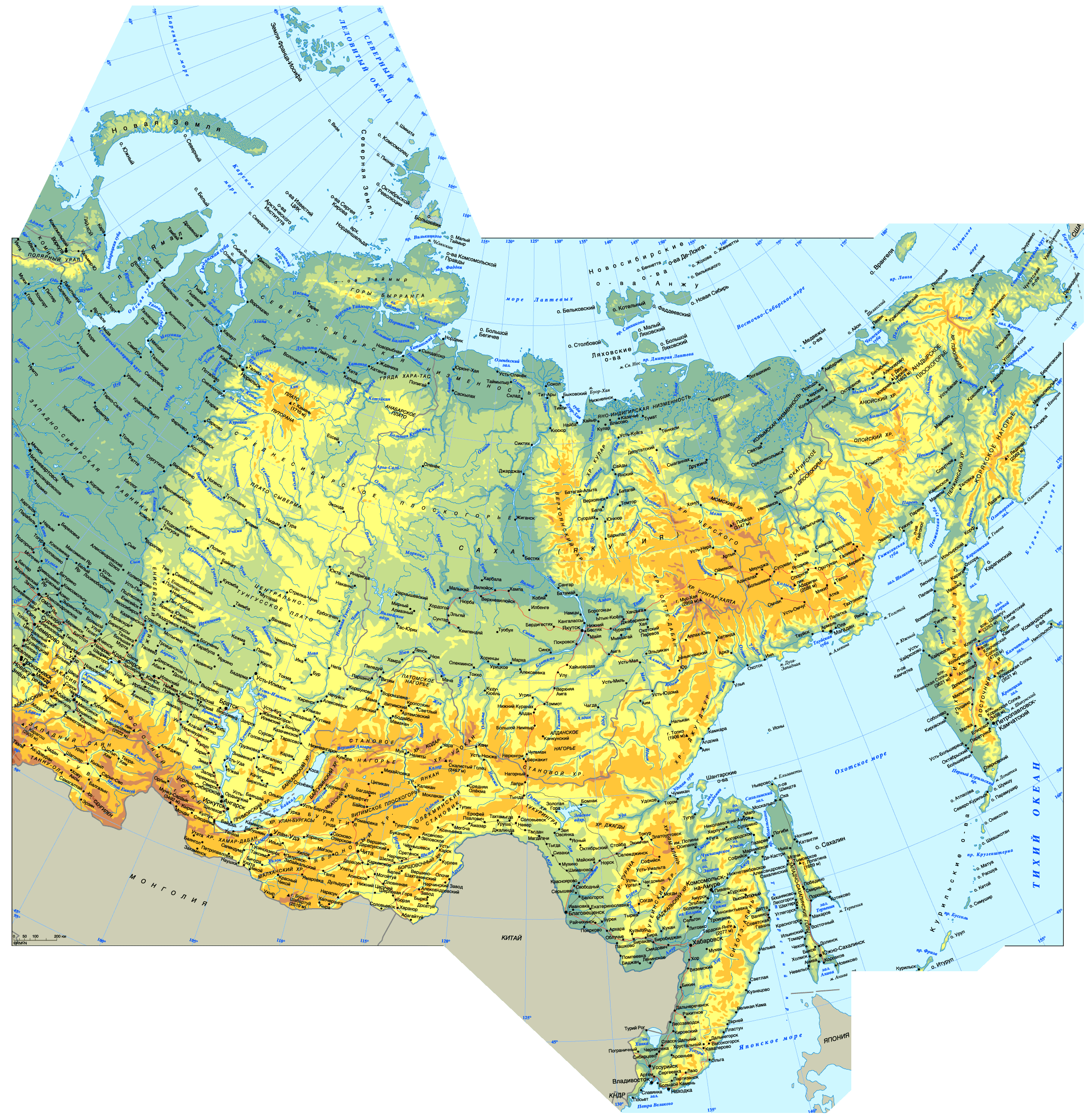 Map of Asian Russia