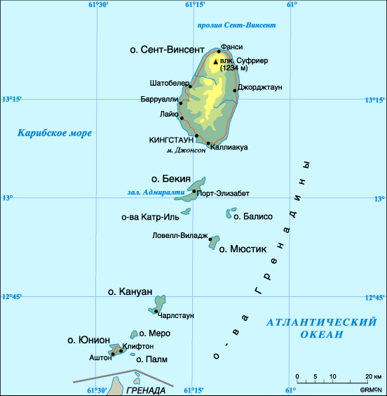 Map of St. Vincent & the Grenadines
