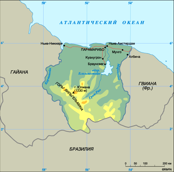 Map of Suriname