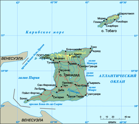 Map of Trinidad & Tobago