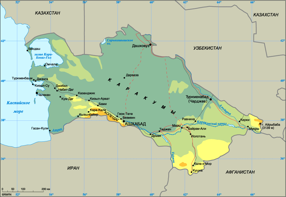 Map of Turkmenistan