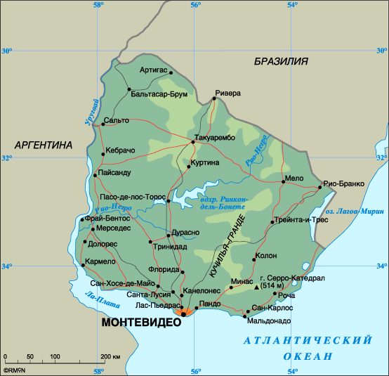 Map of Uruguay