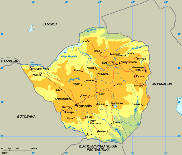 Map of Zimbabwe