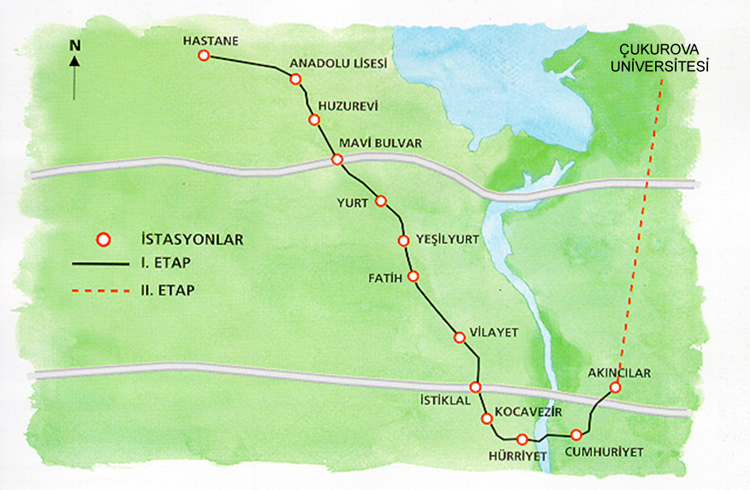 Metro map of Adana