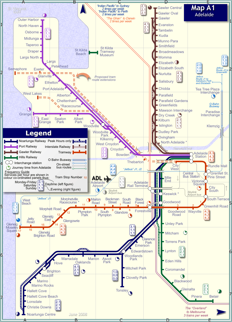 Metro map of Adelaide