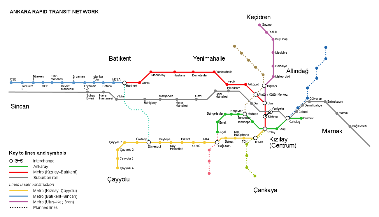 Metro map of Ankara