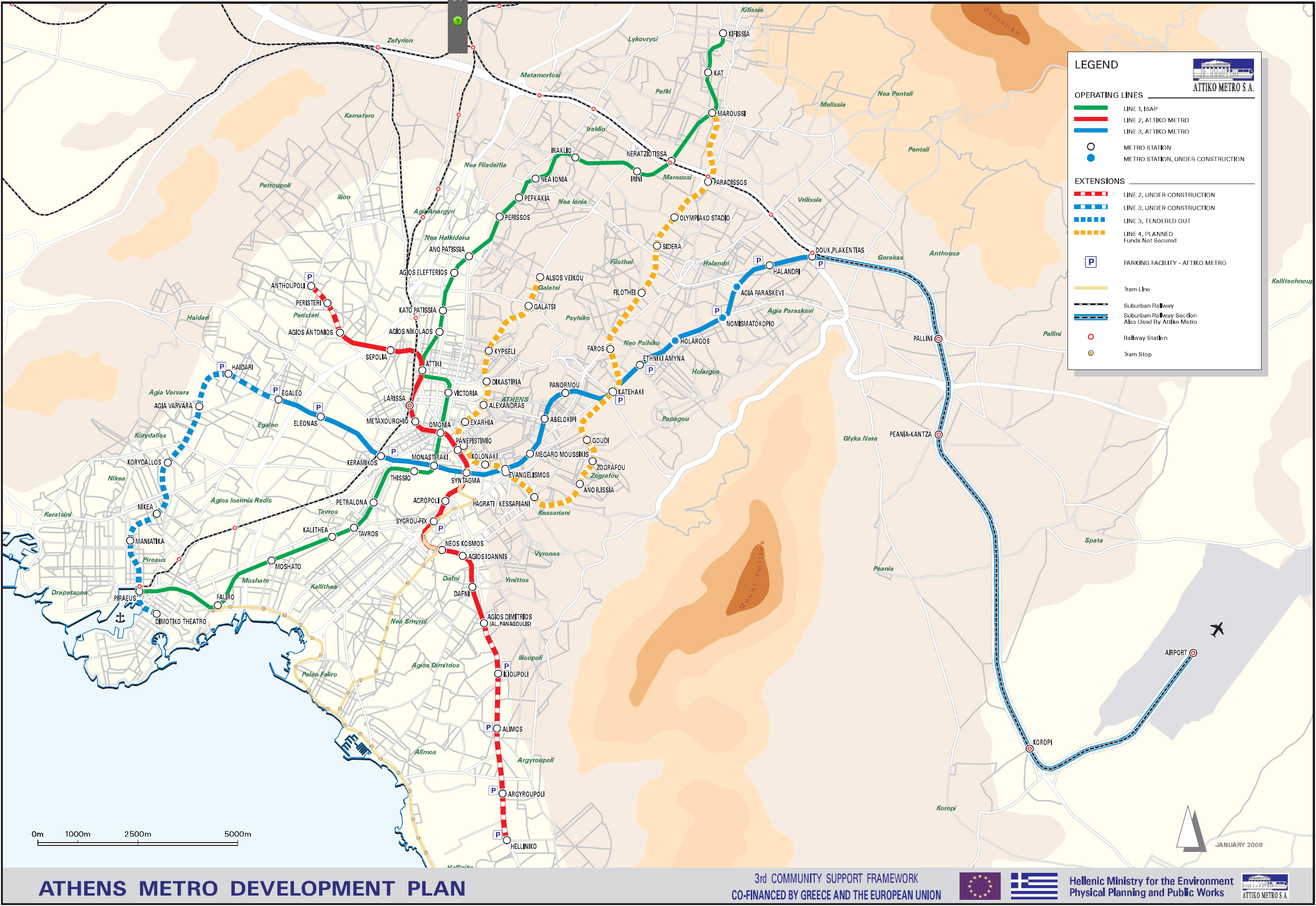 Metro map of Athens