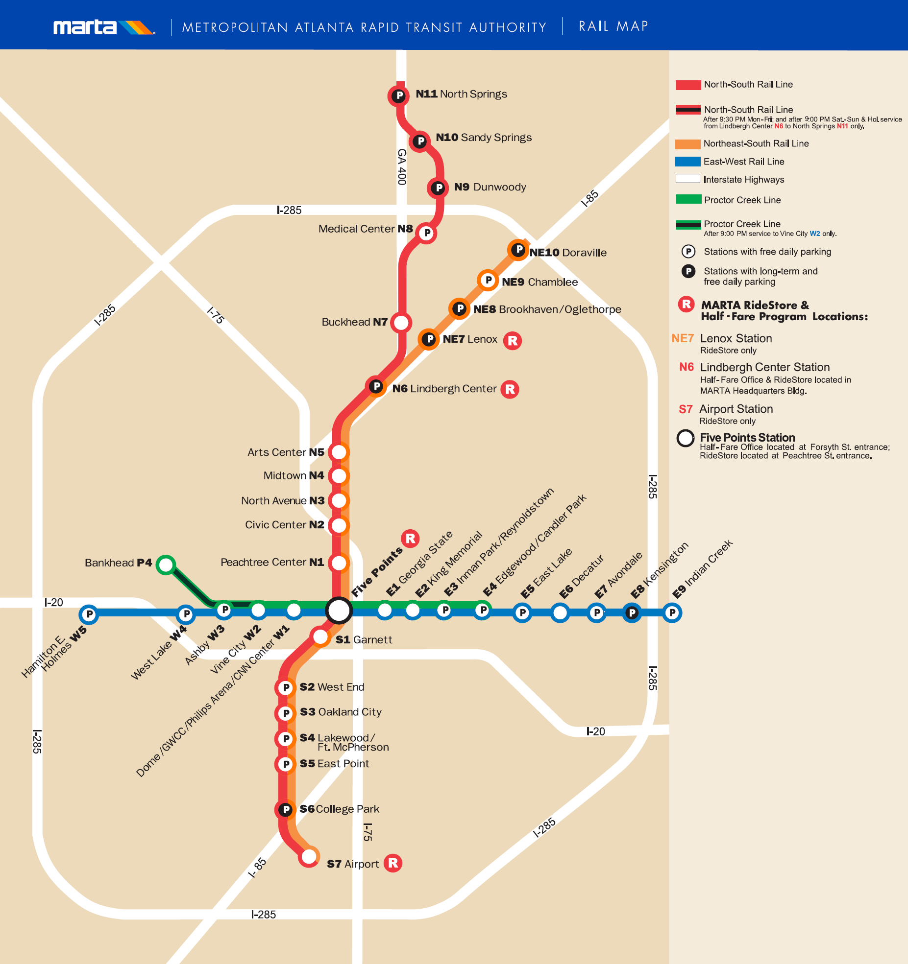 Metro map of Atlanta
