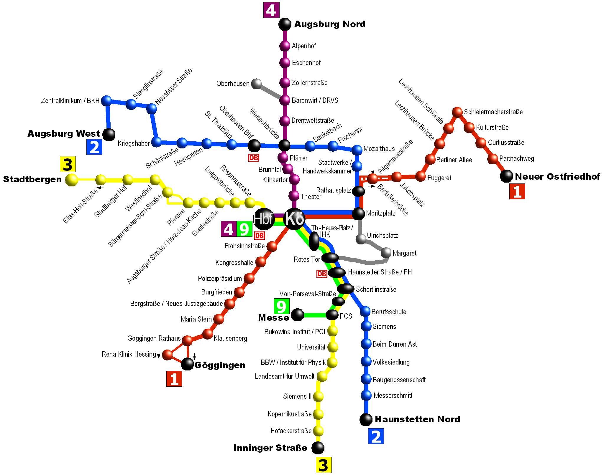 Metro map of Augsburg