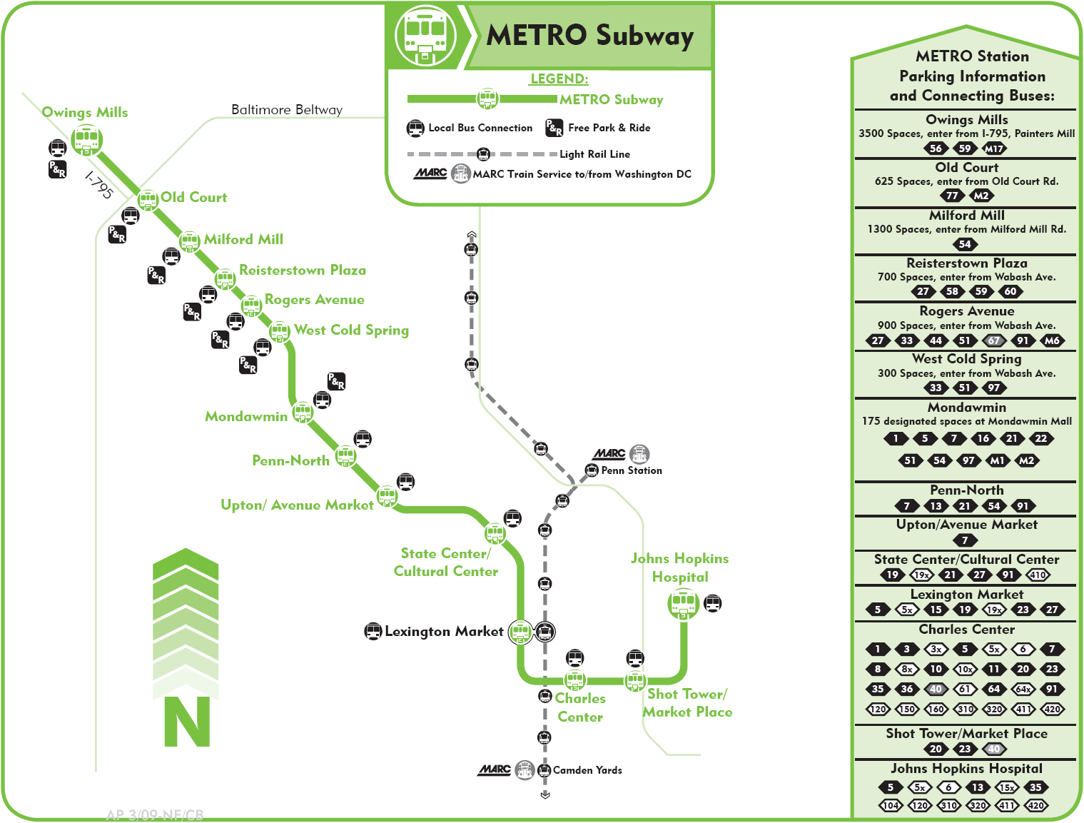 Metro map of Baltimore