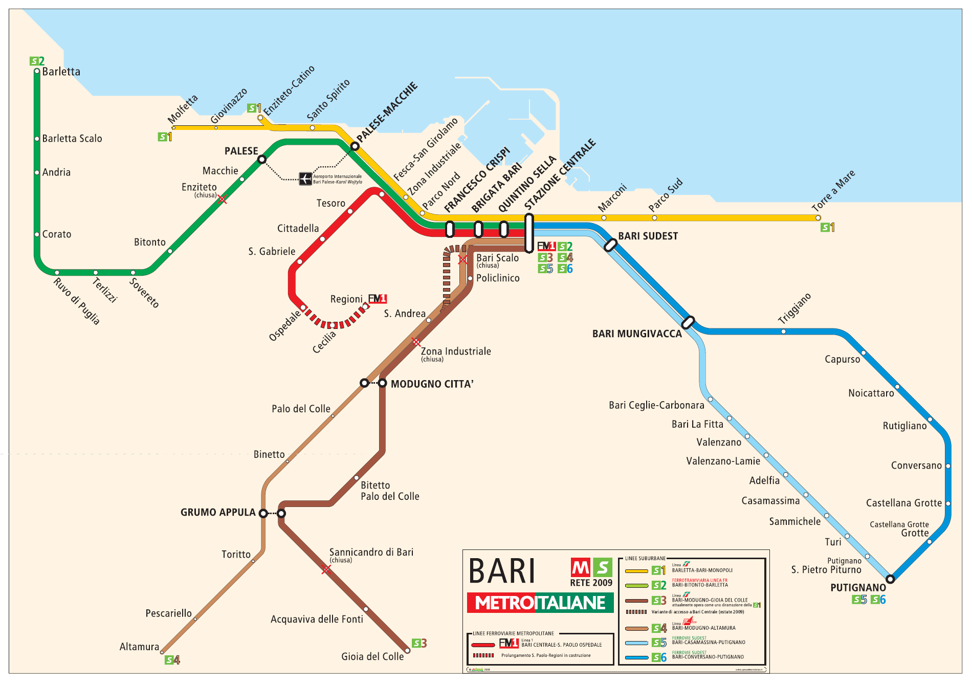 Metro map of Bari