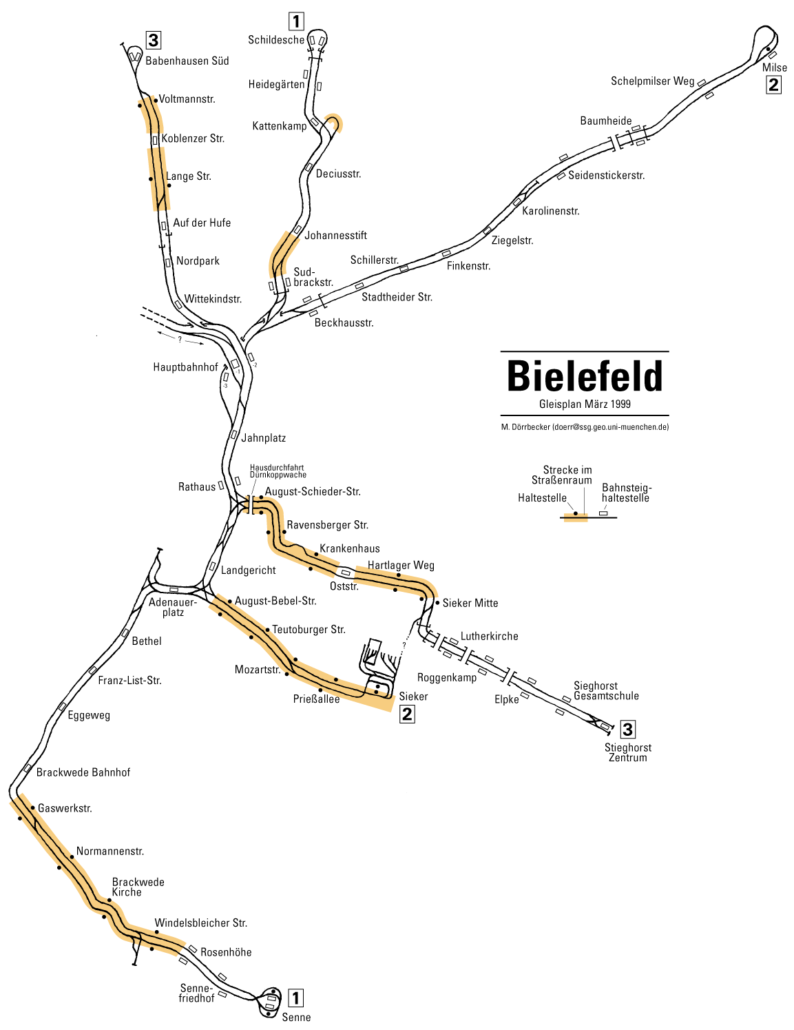 Metro map of Bielefeld
