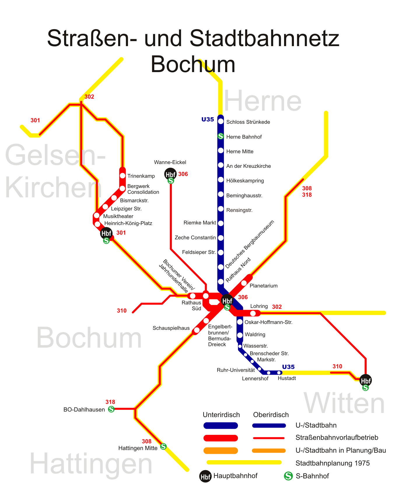 Metro map of Bochum