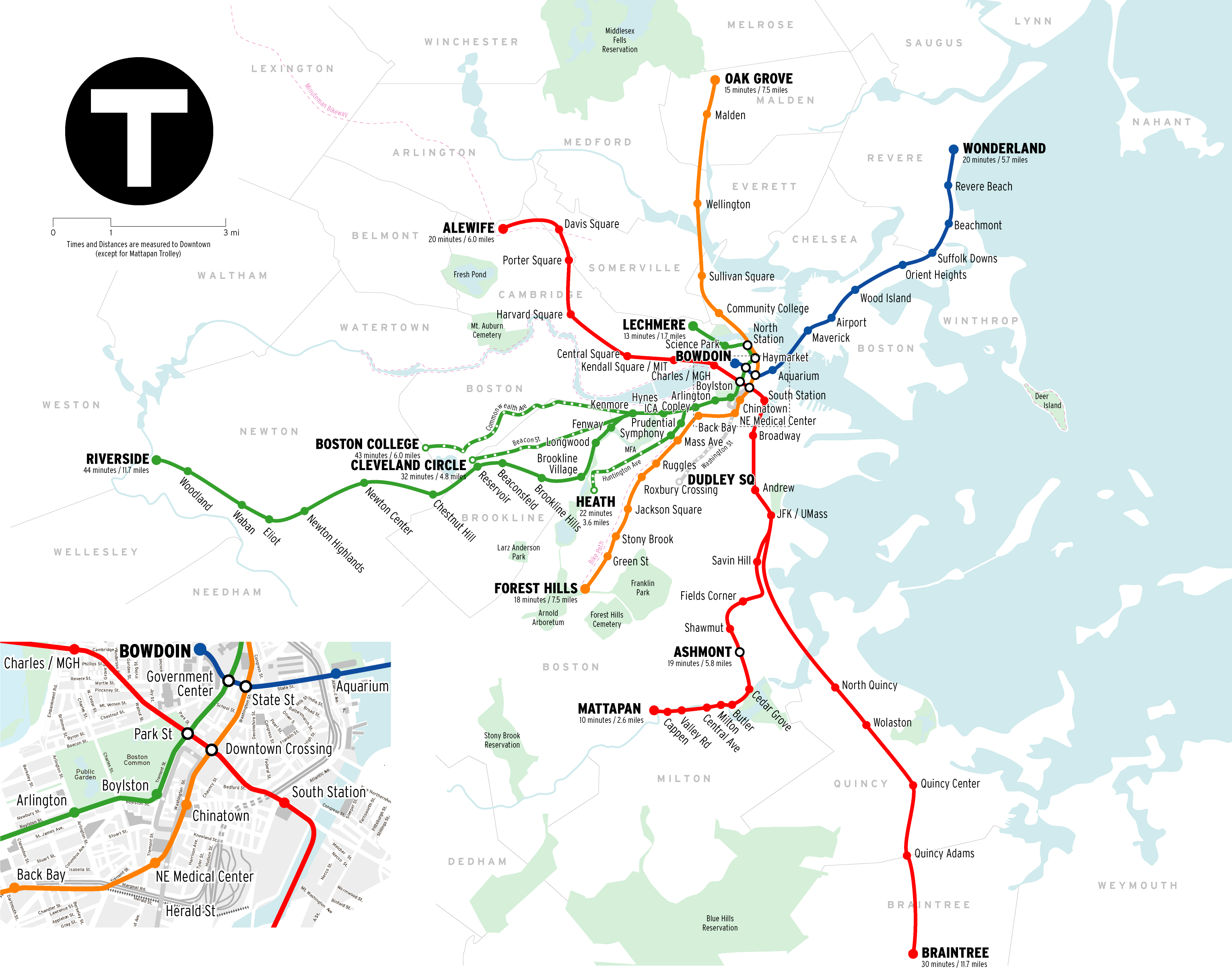 Metro map of Boston. Metro maps of United States. —
