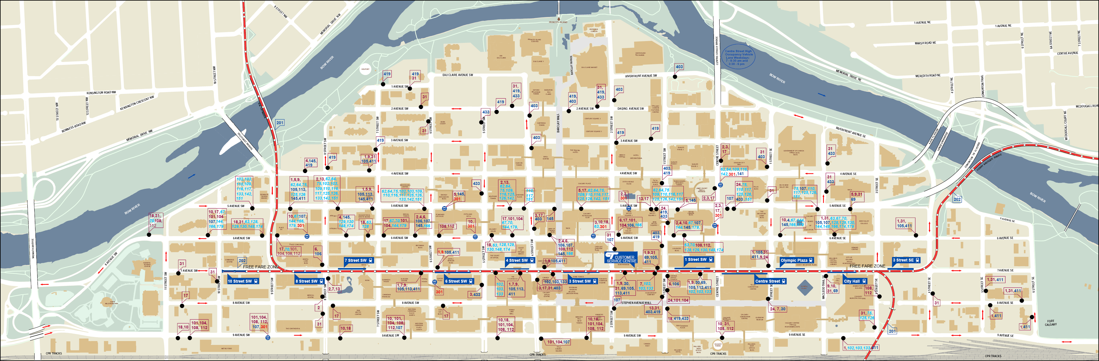 Metro map of Calgary