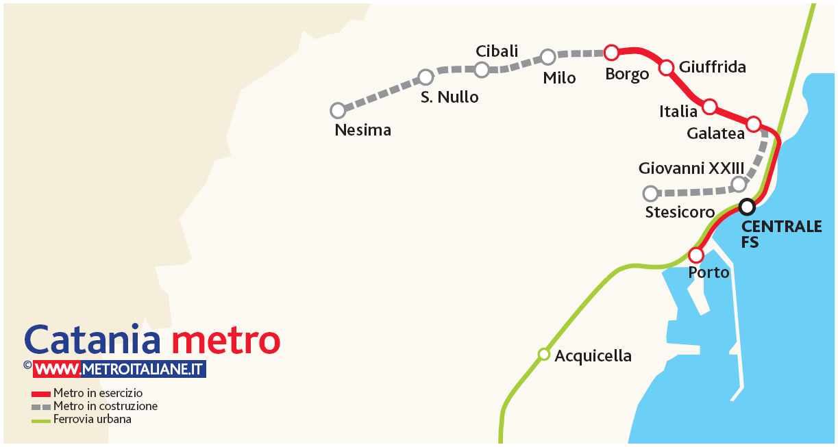 Metro map of Catania