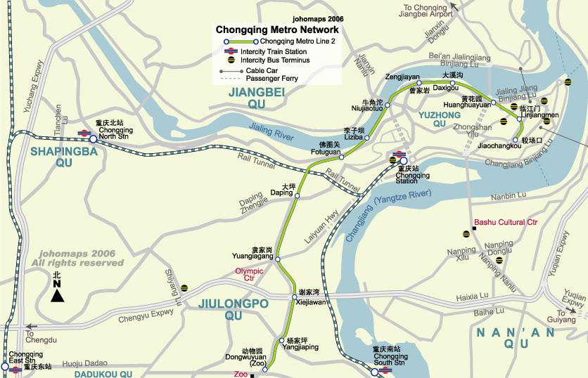 Metro map of Chongqing