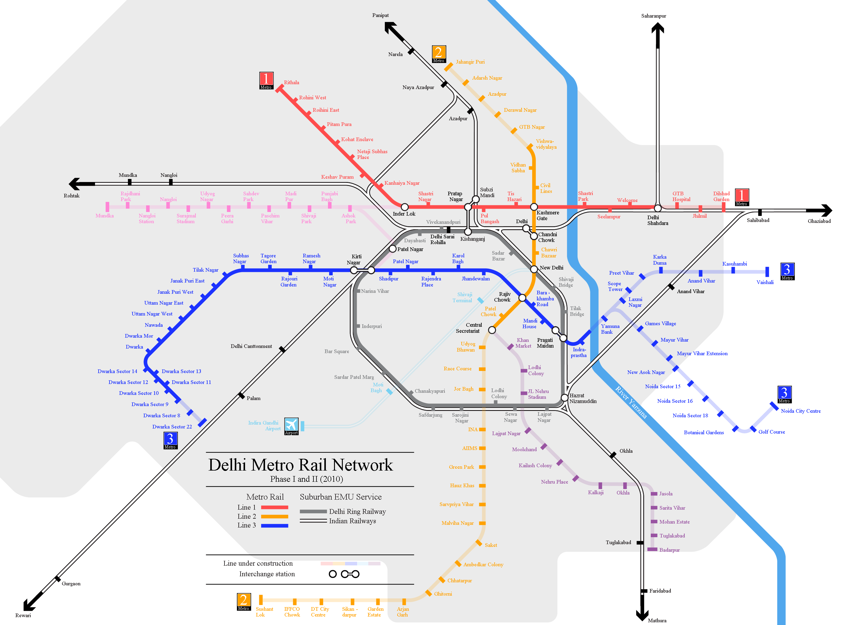 Metro map of Delhi