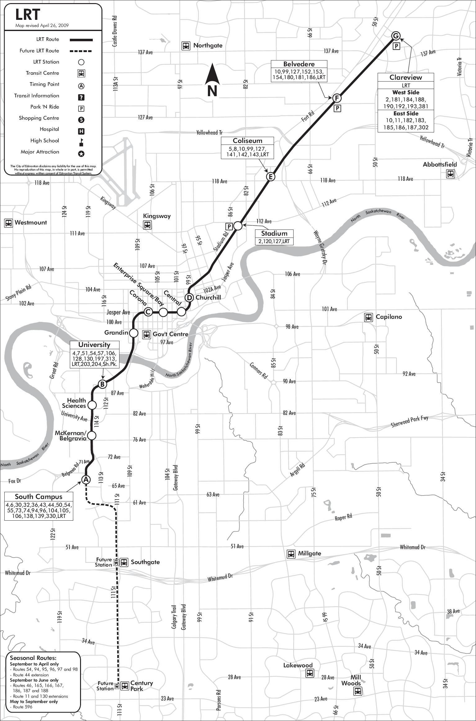 Metro map of Edmonton