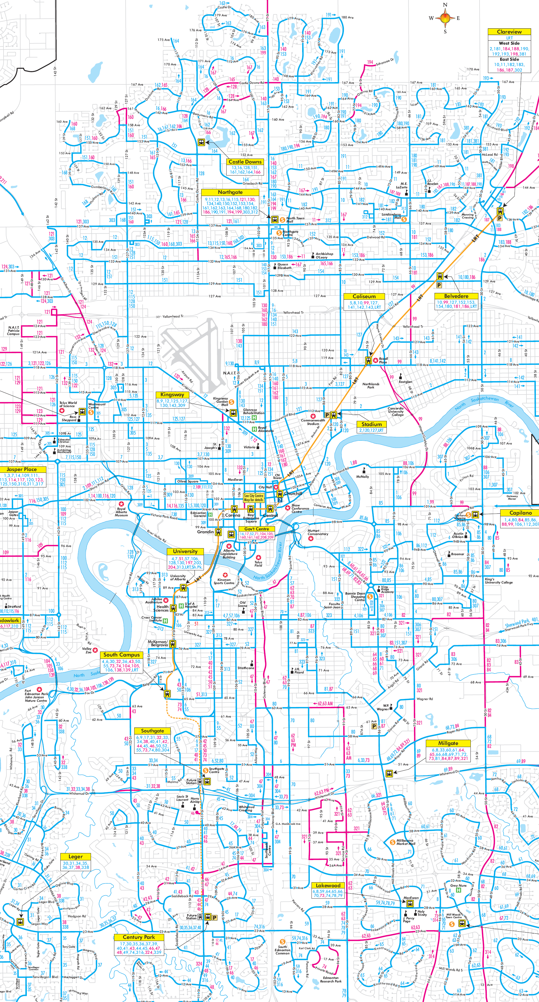 Metro map of Edmonton