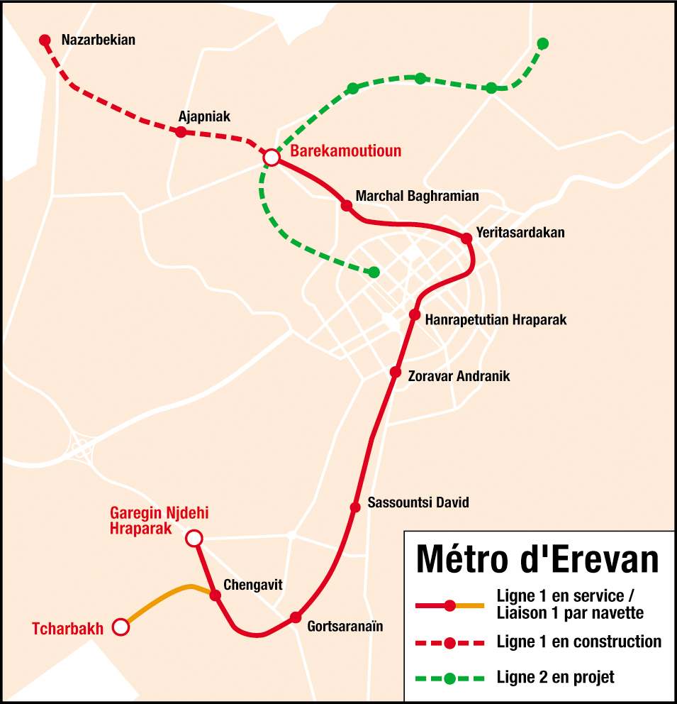 Metro map of Yerevan