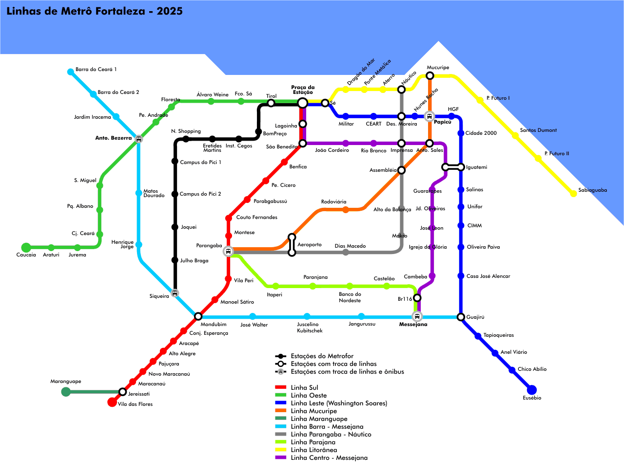 Metro map of Fortaleza