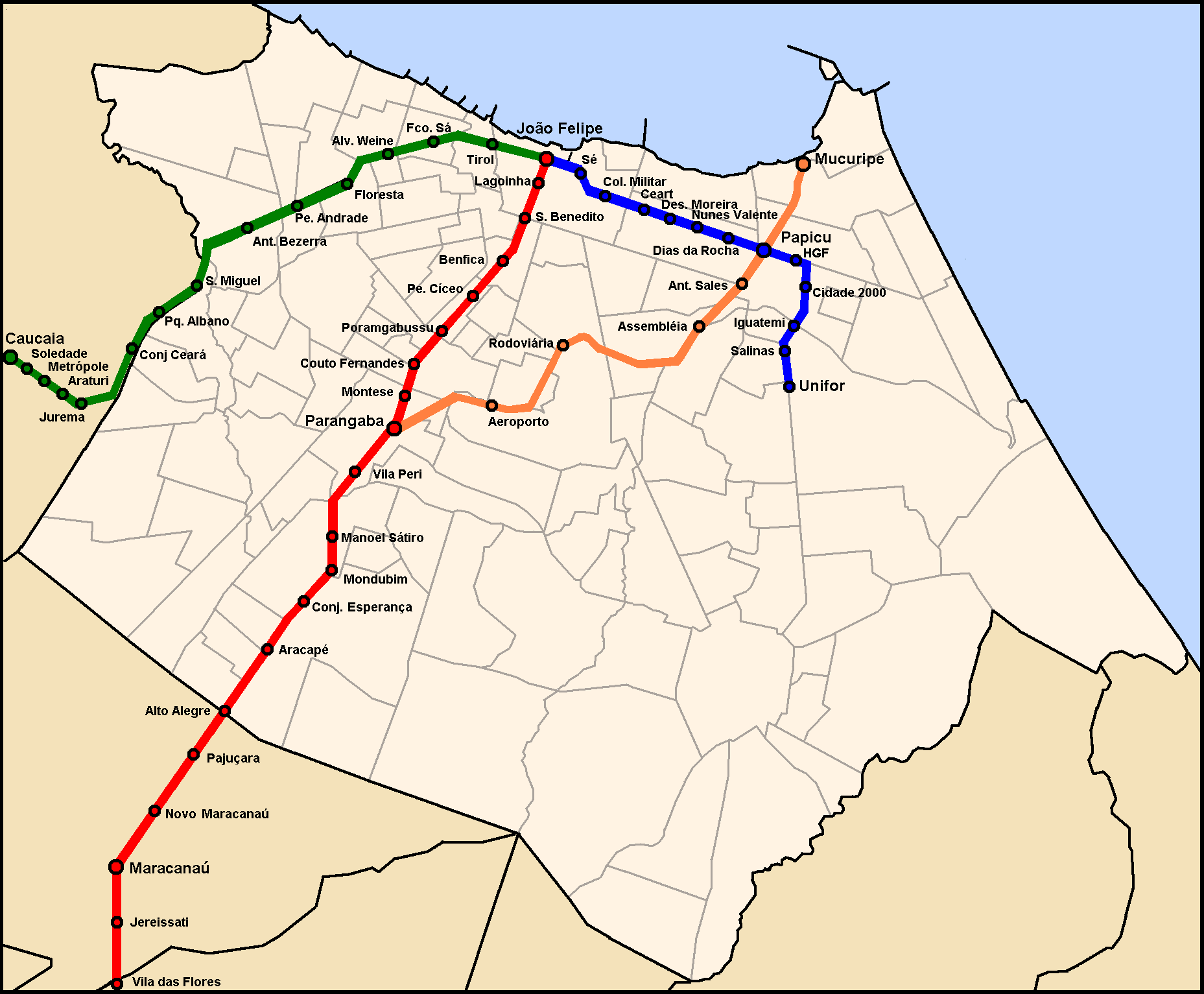 Metro map of Fortaleza