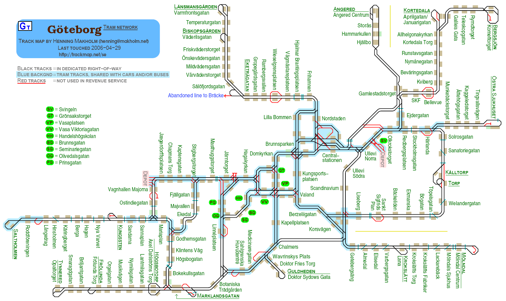 Metro map of Gothenburg