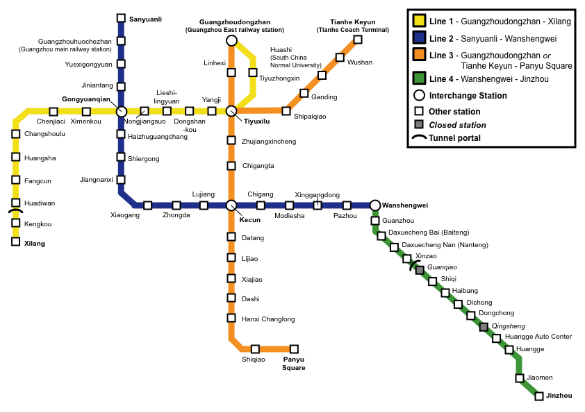 Metro map of Guangzhou