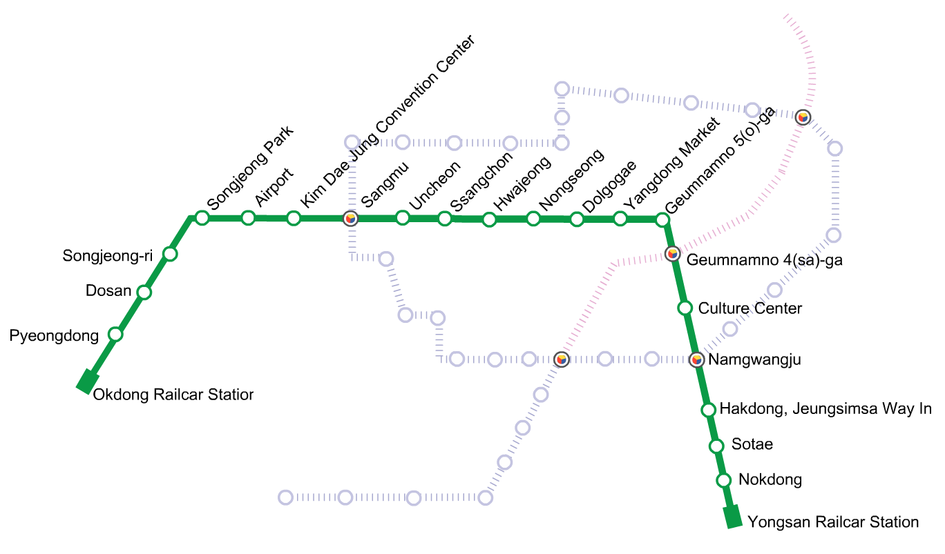 Metro map of Gwangju