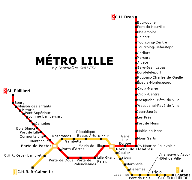 Metro map of Lille