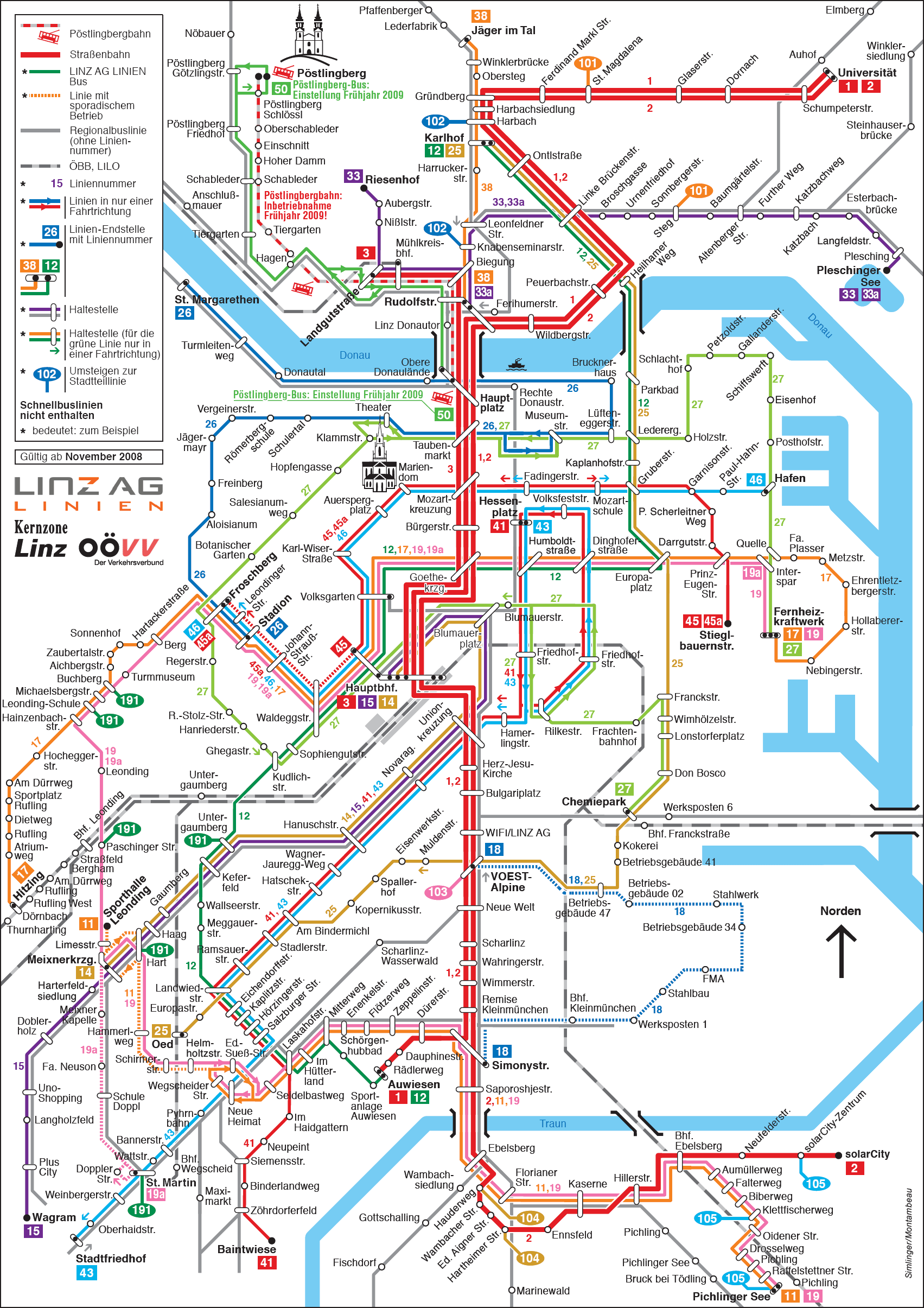 Metro map of Linz
