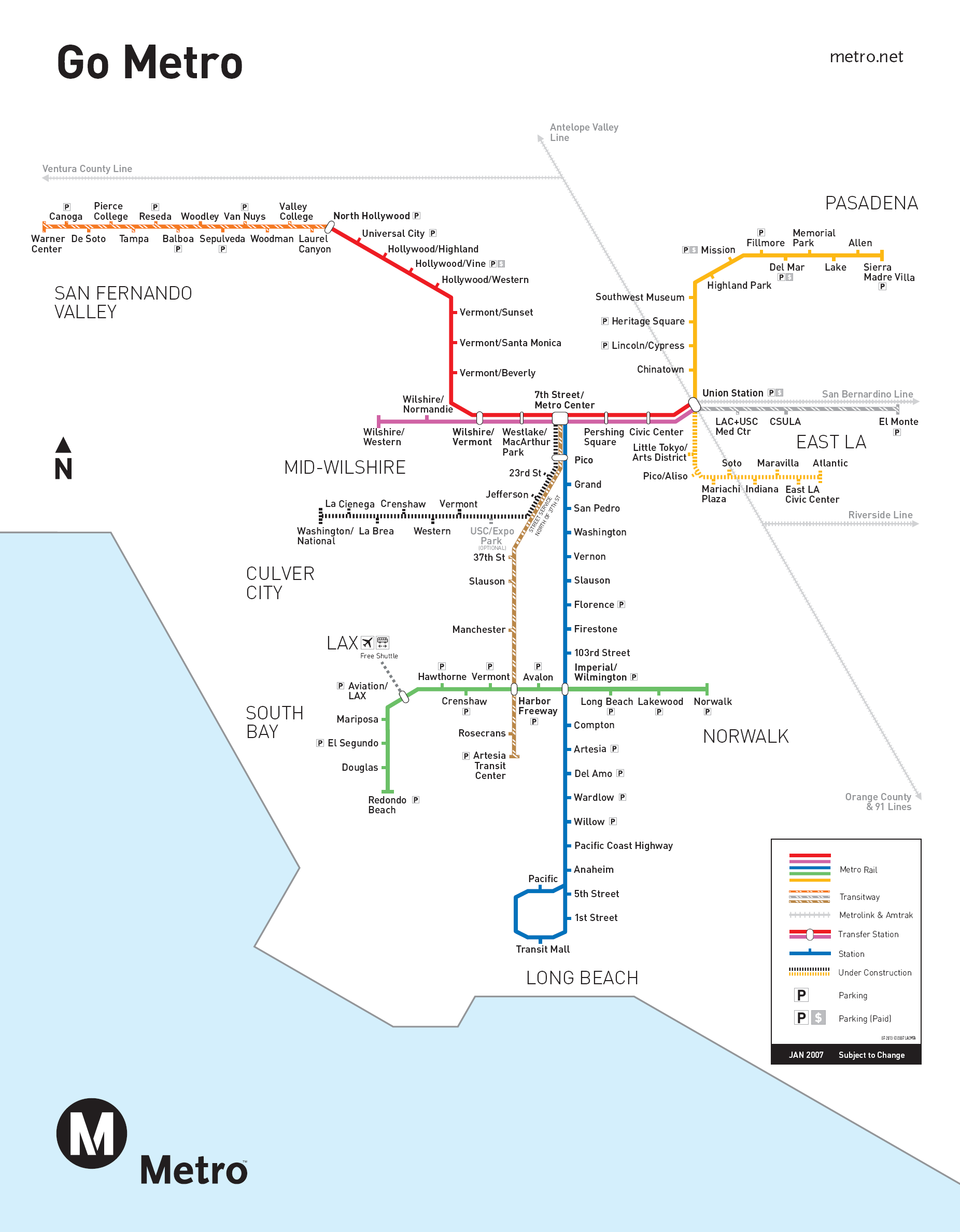 Metro map of Los Angeles