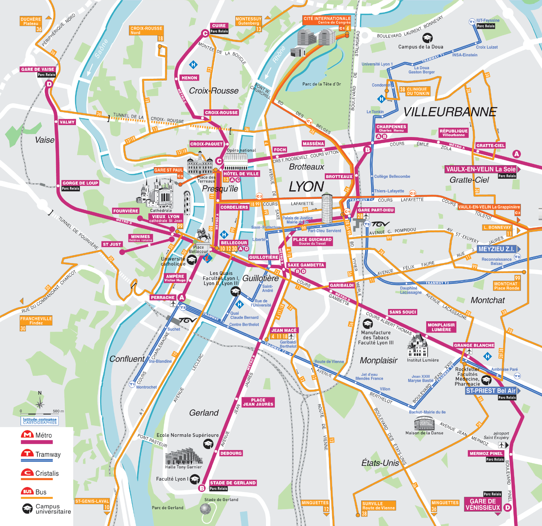Metro map of Lyon