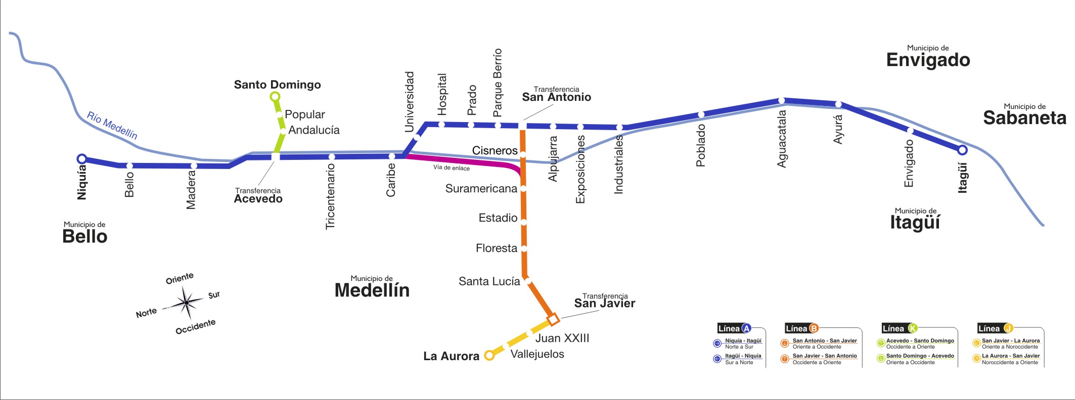 Metro map of Medellin