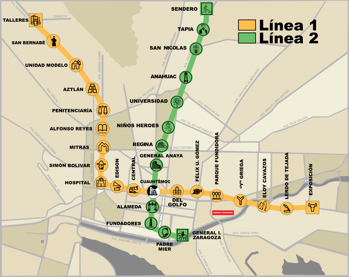 Metro map of Monterrey