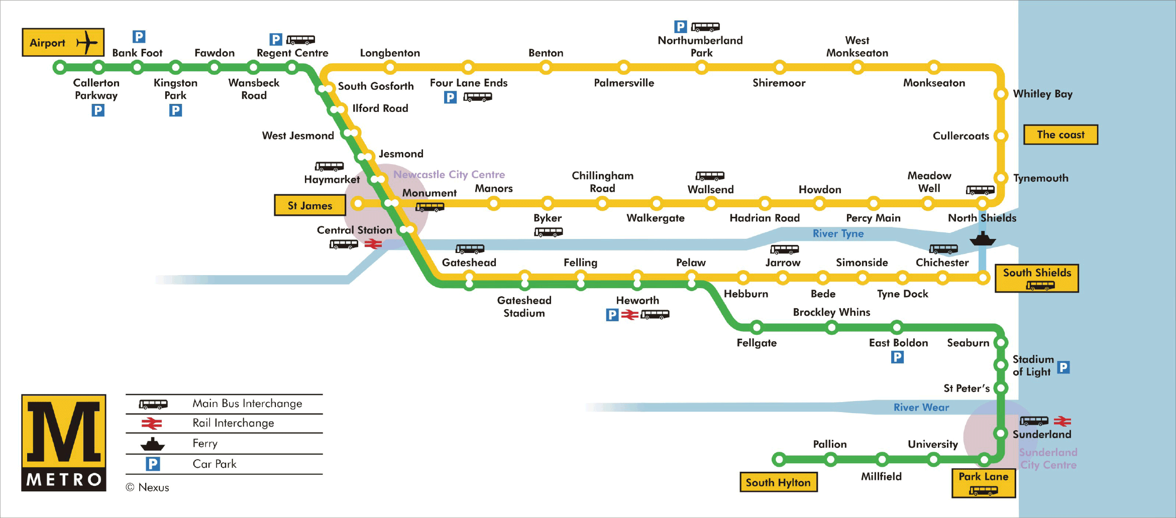 Metro map of Newcastle