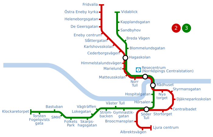 Metro map of Norrkoping