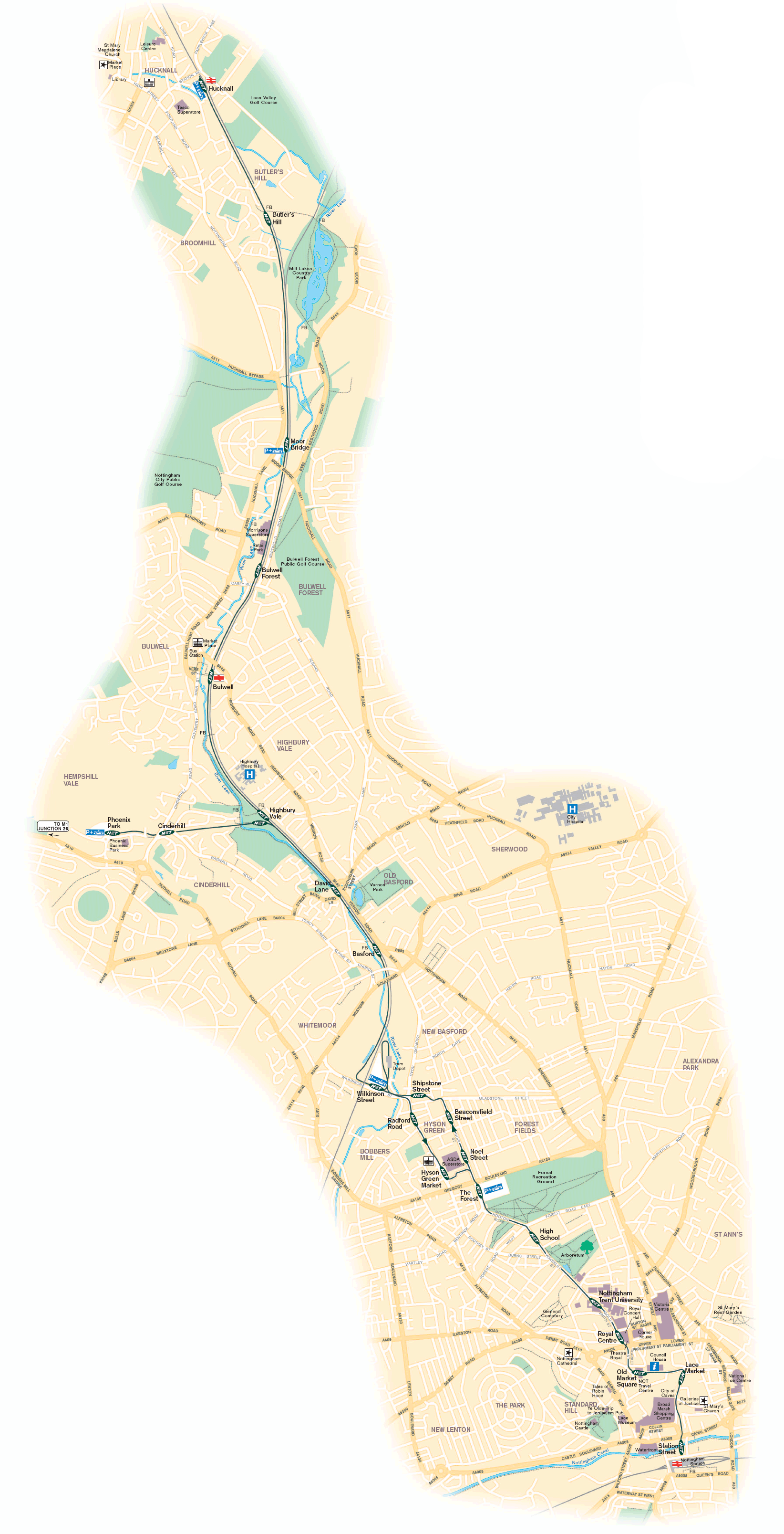 Metro map of Nottingham