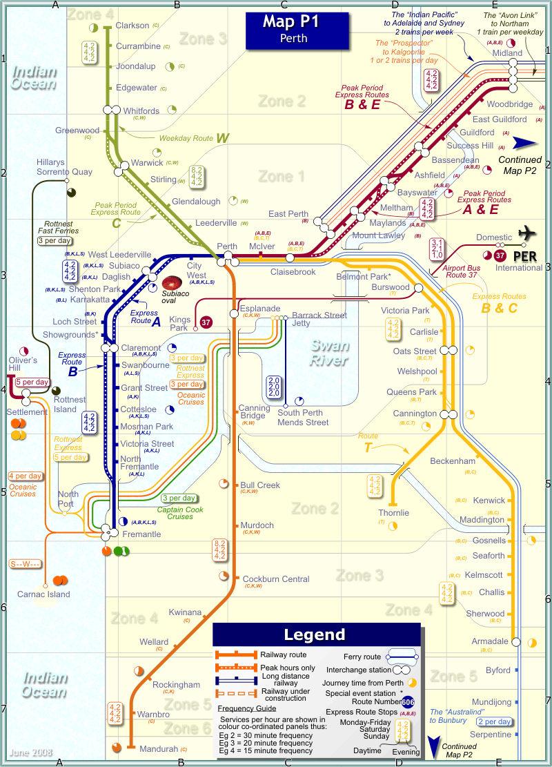 Metro map of Perth