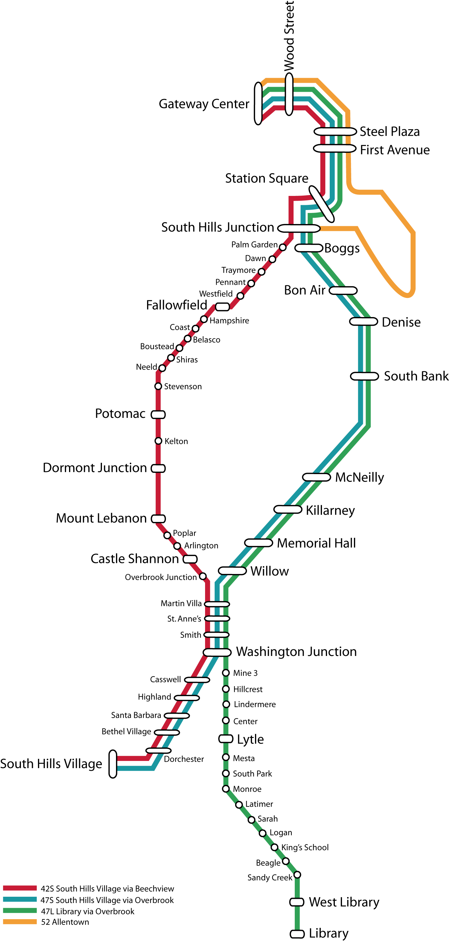 Metro map of Pittsburgh