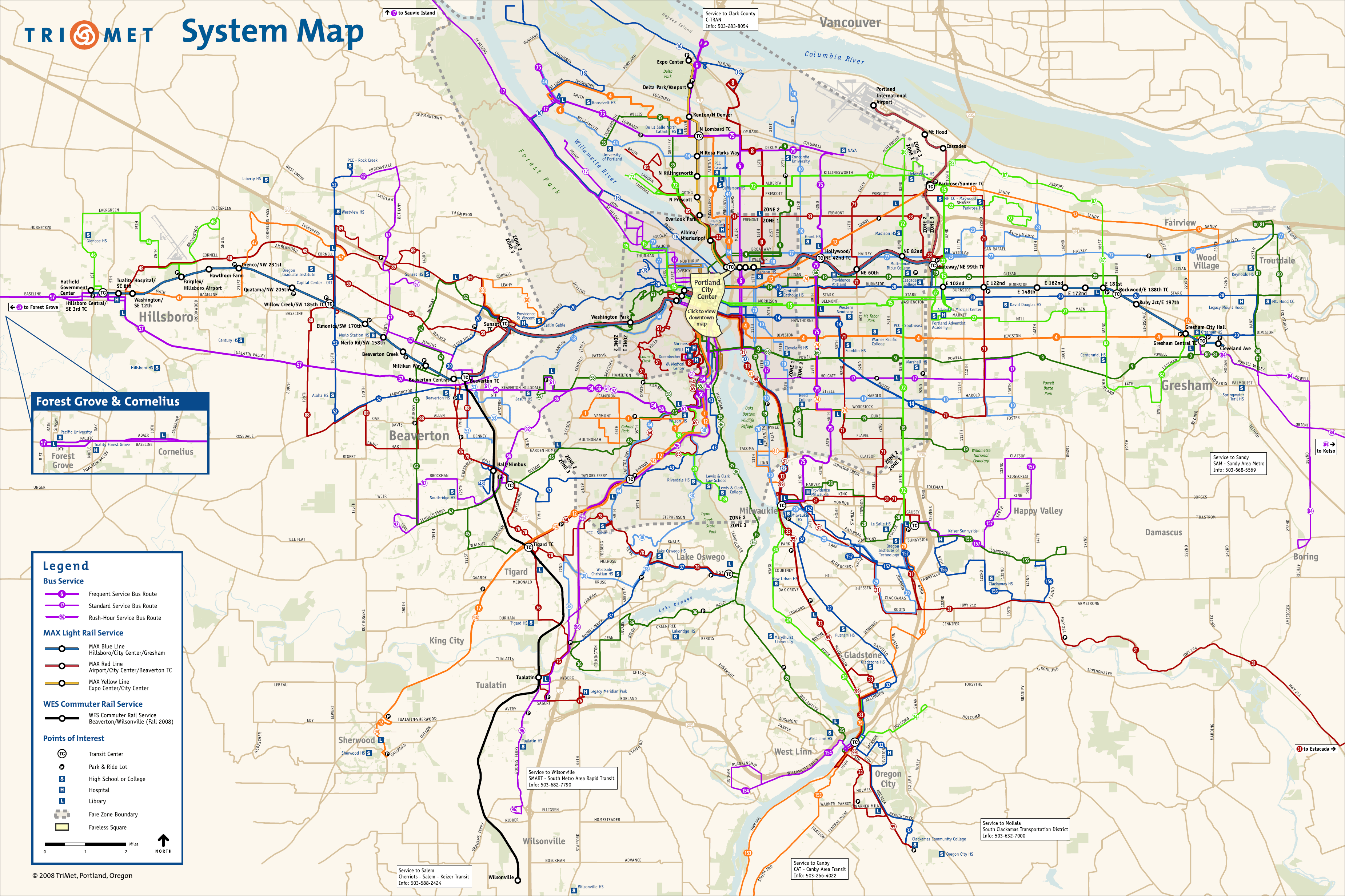 Metro map of Portland