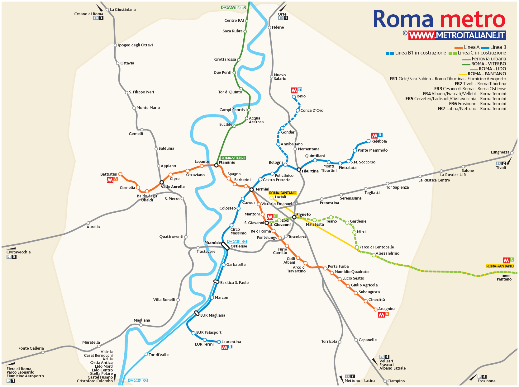 Metro map of Roma