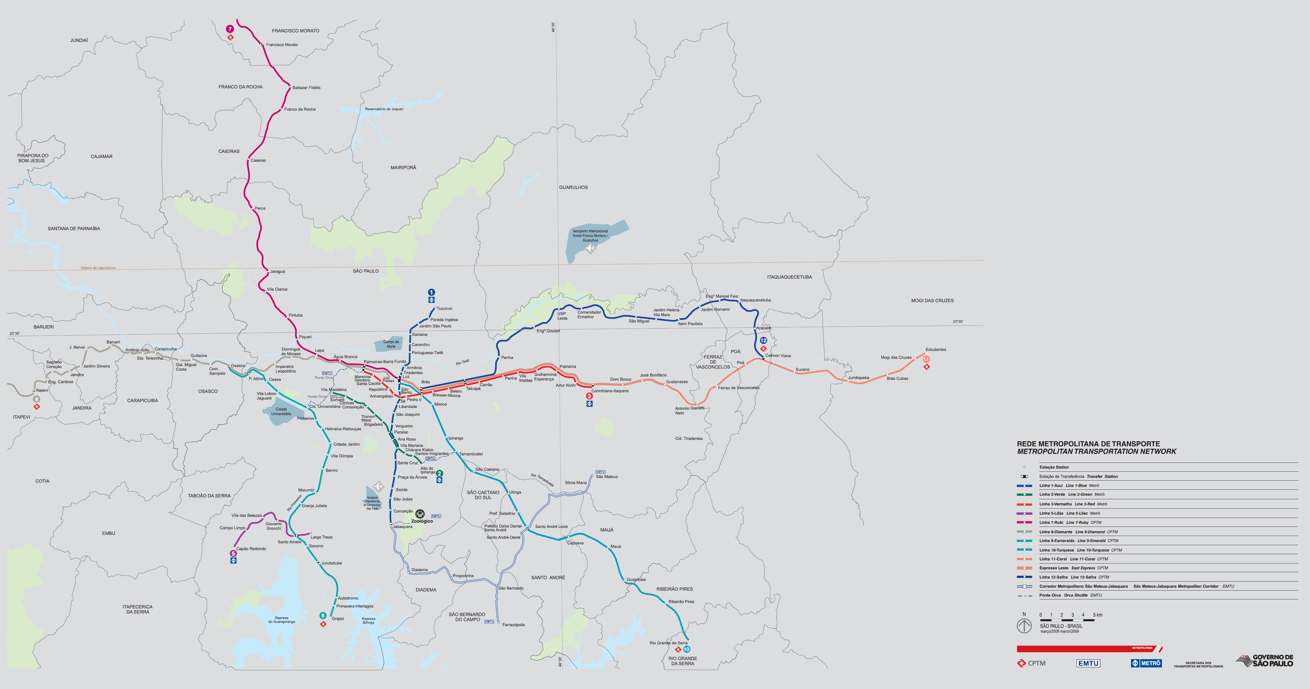 Metro map of Sao Paulo