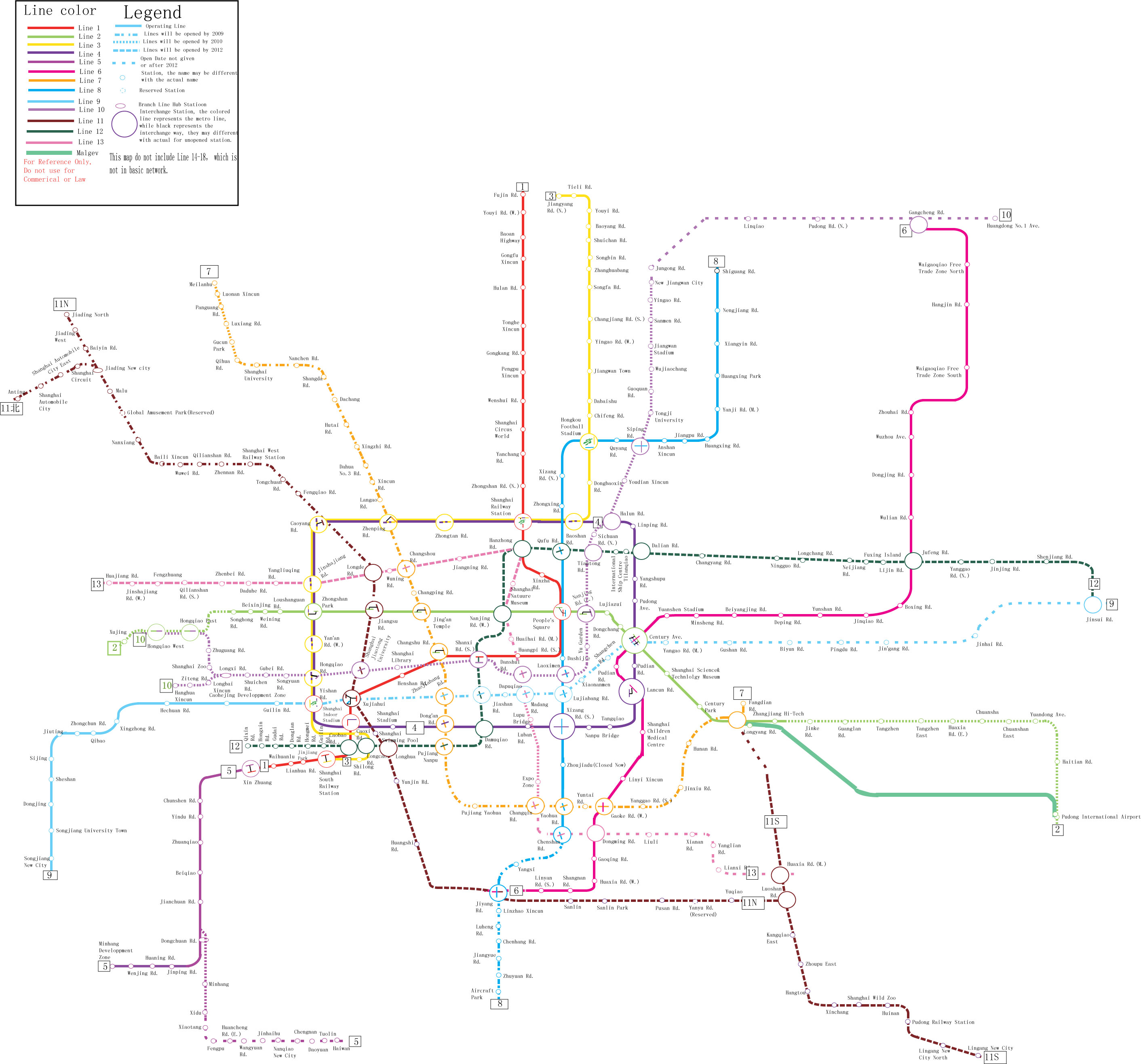 Metro map of Shanghai