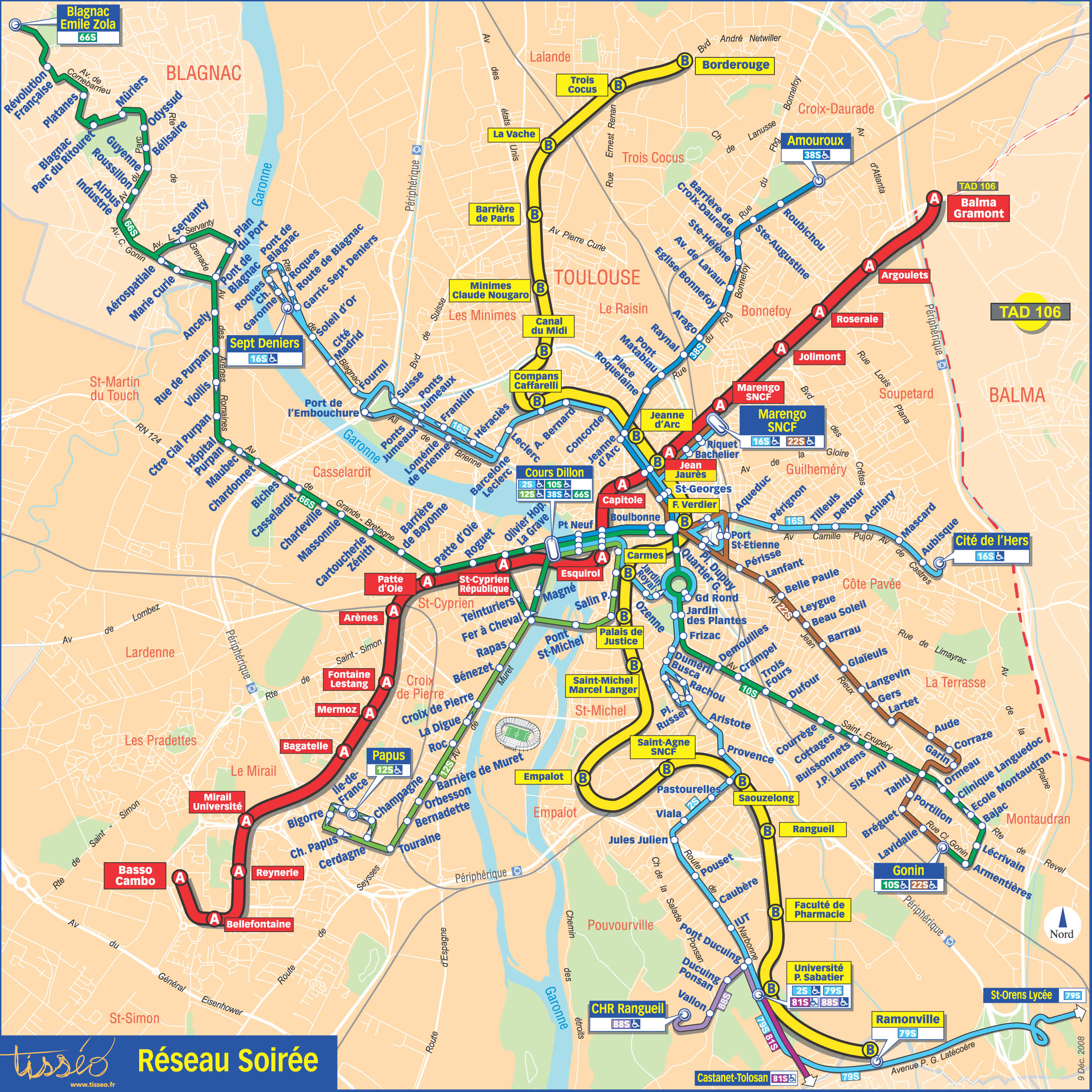 Metro map of Toulouse. Metro maps of France. — Planetolog.